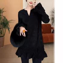 2024 spring petite dress new temperament short skirt black gold velvet fishtail skirt shirt skirt for women