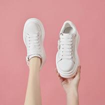 New leather thick sole increased breathable mesh casual shoes for women 2024 summer campus light and comfortable white shoes trend
