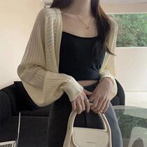 Rimocy Sunscreen Crop Knit Cardigan Women Korean Style Solid