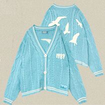 Taylor New Blue Cardigan For Womens Autumn And Winter Bird