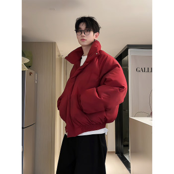 American tie-dyed dirty cotton clothing in winter thickened burgundy American tie-dyed dirty cotton clothing in winter thickened burgundy