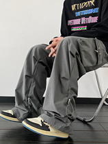 Kailer stone paratrooper overalls mens summer American loose and versatile large pocket drawstring casual straight pants