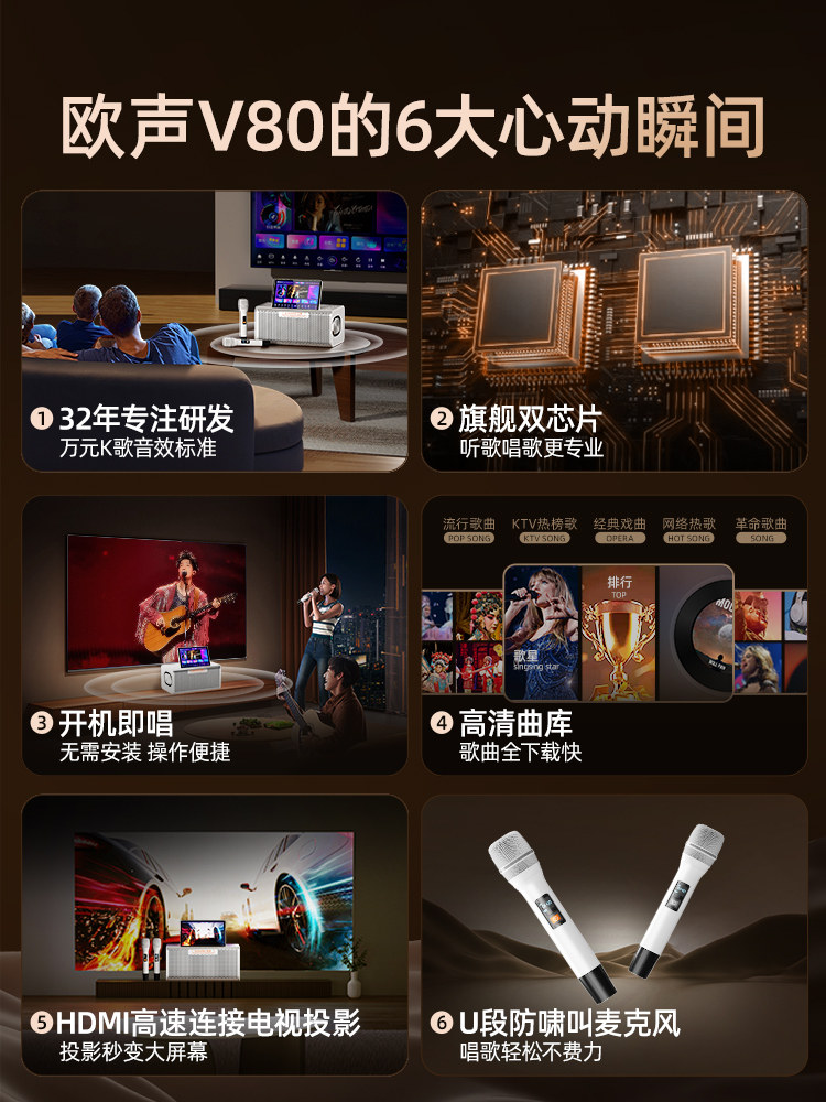 Ousheng Home Ktv Audio Set, All-In-One Machine, Home Karaoke Machine, Singing Machine, Outdoor Karaoke Speaker