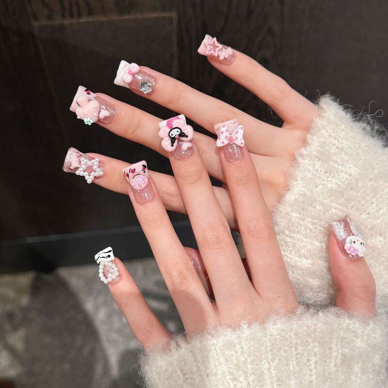 Cute Cartoon Duckbill Wearable Nails Kuromi Hello Kitty Heart Long Ballet Nails Fake Nails Manicure Nails Short Style Cute Cartoon Duckbill Wearable Nails Kuromi Hello Kitty Heart Long Ballet Nails Fake Nails Manicure Nails Short Style