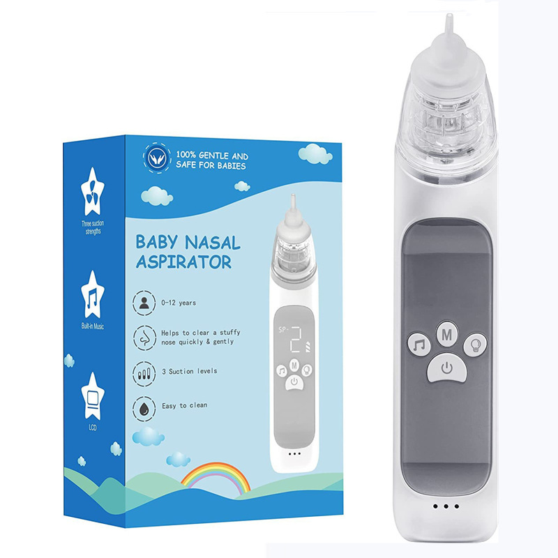 Cross-Border Baby Electric Nasal Aspirator for Sucking Out Snot, Household Children's Nasal Cleaning Device, Colorful Music Nasal Aspirator, Nasal Decongestant