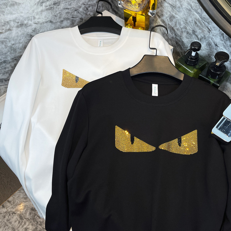 Suitable for Mufendi European Station Little Monster Eyes Long-Sleeve T-Shirt Men's Trendy Brand High-End Simple Fashion Youth Round Neck Suitable for Mufendi European Station Little Monster Eyes Long-Sleeve T-Shirt Men's Trendy Brand High-End Simple Fashion Youth Round Neck