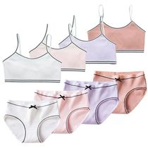 Girls Vest Bra Panty Set Solid Teenage Girl Camisole Cotton