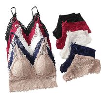 Women Lace Bra Set Deep V Bra and Panties Set Lace Bralette