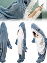 Shark Blanket Adult Cute Shark Blanket Hoodie Wearable Blanket Super Soft Flannel Sleeping Bag Anti-Kick Quilt