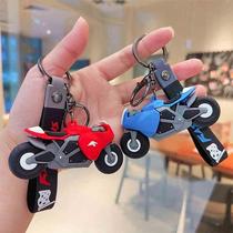 Cool motorcycle key chain boy creative cartoon toy model school bag pendant car key ring chain small gift