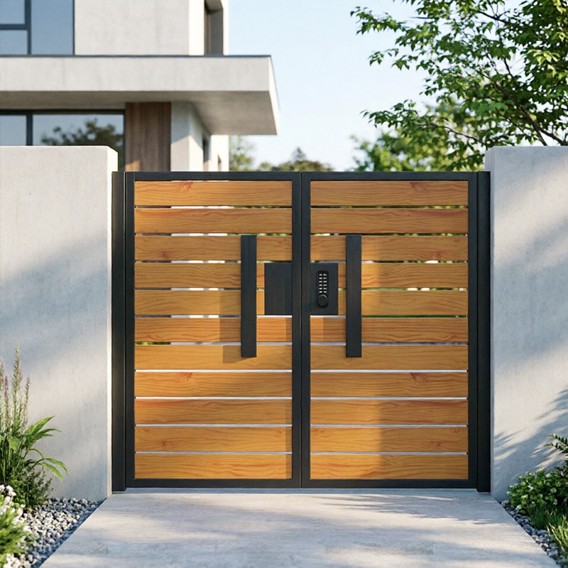 Aluminum Alloy Courtyard Door, Villa Double-Door Entrance, Outdoor Rural Wrought Iron Garden Gate, Courtyard Door, Rural Self-Built House Main Door