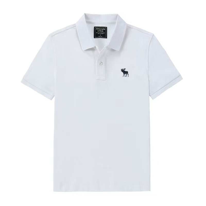 Af American-Style Men's Short-Sleeved Polo Shirt with Lapel, Summer Simple Business Casual Versatile Pure Cotton T-Shirt Solid Color Top
