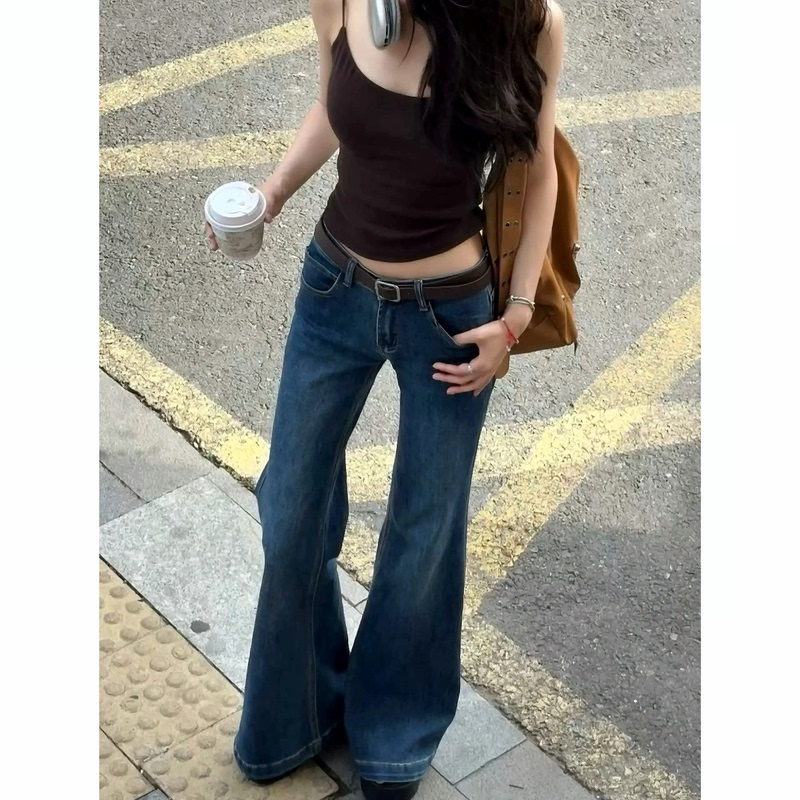 American Retro Blue Low-Waist Flared Jeans for Women 2026 New Style, Not Tight on the Legs, Straight-Leg Flared Pants for Petite Figures American Retro Blue Low-Waist Flared Jeans for Women 2026 New Style, Not Tight on the Legs, Straight-Leg Flared Pants for Petite Figures