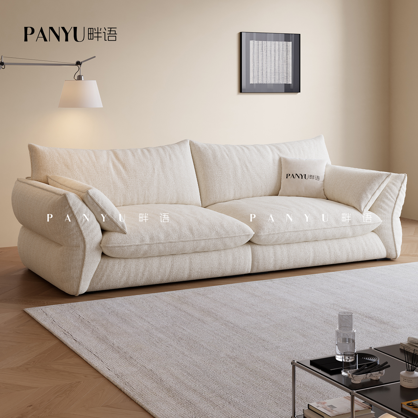 Диван Banyu Grado из хлопчатобумажной и льняной ткани для гостиной в небольшой квартире, бело-кремовый пуховый диван в синельном стиле