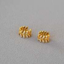 Japan-ROK small crowdircon gold оливковый ветвь Peace foliage Quiet Styling Personality Temperarity Earrings E