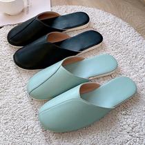 2024 Women Indoor Slippers Soft PU Leather Waterproof Lovers