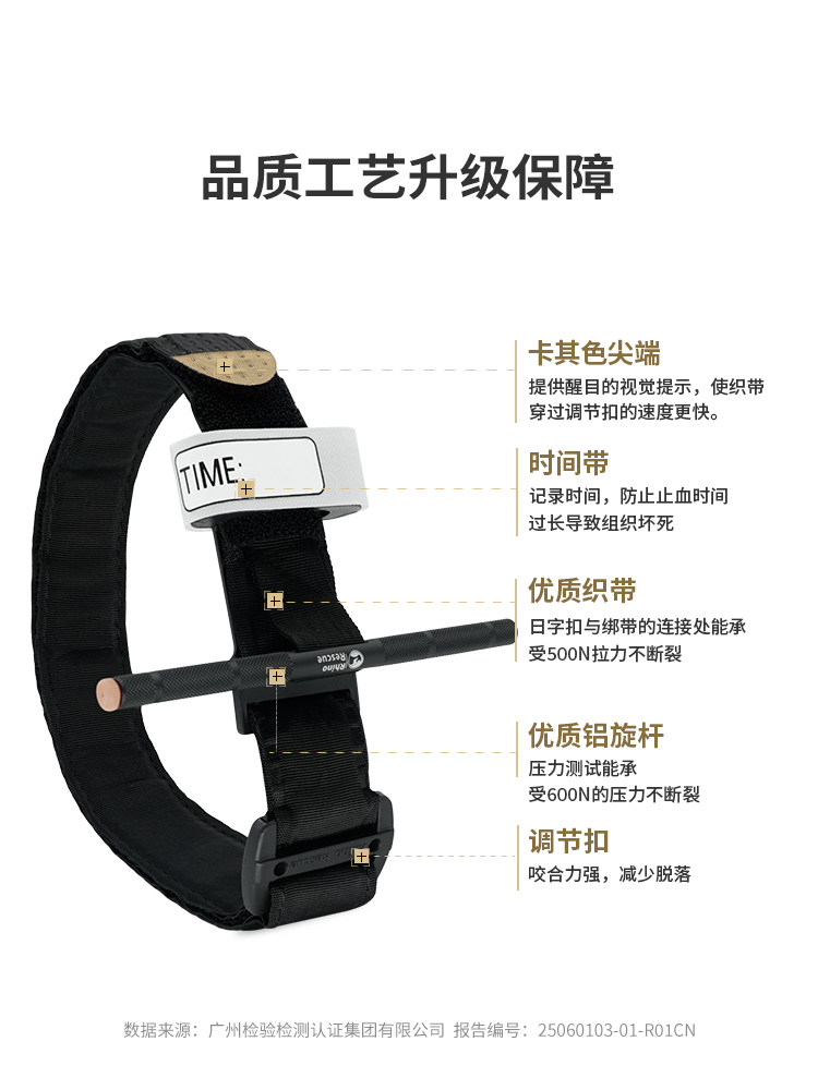 Rhino Rescue Emergency Tactical Tourniquet Twist-Type One-Hand Operation Thickened Bandage for Hiking