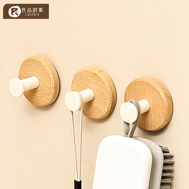 Liangpin Story Wooden Hook, No-Drill Adhesive Hook, Strong Glue, Entryway Key Hook, Bathroom Towel and Clothes Hook Liangpin Story Wooden Hook, No-Drill Adhesive Hook, Strong Glue, Entryway Key Hook, Bathroom Towel and Clothes Hook