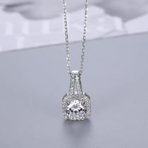Korean version of simple s925 silver square necklace for women full of diamonds simple eight hearts and eight arrows zircon pendant short clavicle chain