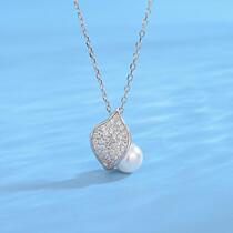 New style 925 silver pearl versatile diamond leaf necklace clavicle chain DIY accessories do not fade