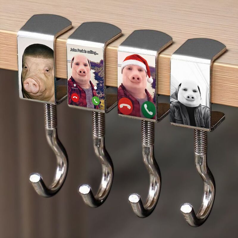 Piggod Abstract School Bag Hook Hidden on the Side of Student Desks, Detachable, No Adhesive, No Sticker Hooks