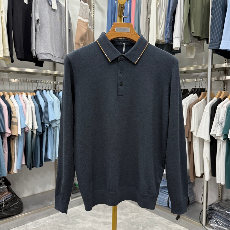 【Doujia】Comfortable and Stylish! Autumn Business-Style Collared Long-Sleeve Polo Shirt Knitwear Simple Sweater 1m010 【Doujia】Comfortable and Stylish! Autumn Business-Style Collared Long-Sleeve Polo Shirt Knitwear Simple Sweater 1m010