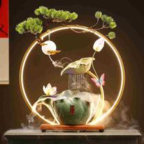High-end wealth-drawing water fountain ornaments creative circulating water lotus pond night office living room desktop decoration opening