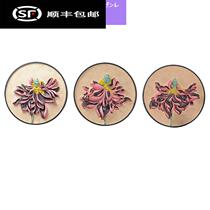 Handmade entrance decoration painting Chinese style vertical lotus 3D relief three-dimensional aisle mural entrance corridor