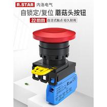 R STAR self-resetting mushroom head push button switch R22-M410R Y G green red yellow color 22mm inching