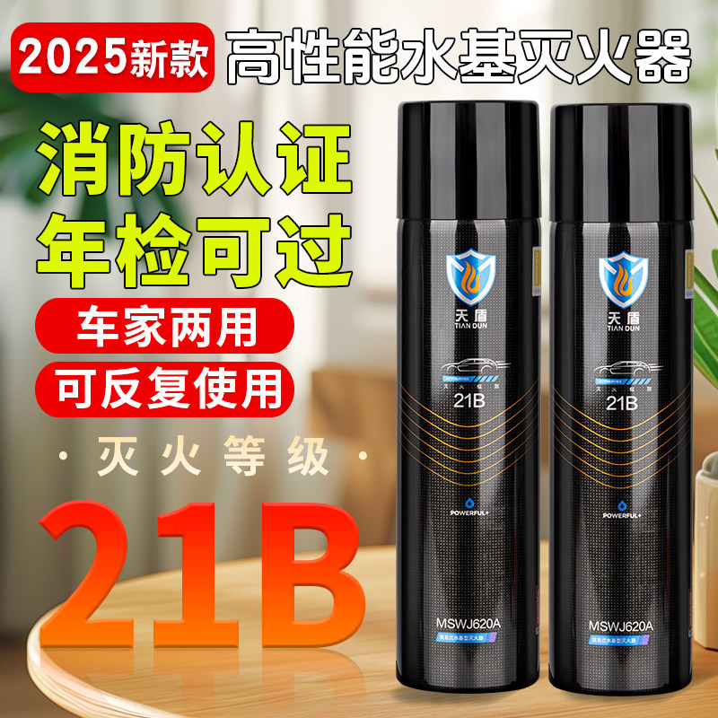 车载灭火器2025新款21B便携式水基新能源车用家用小型三件套600ml