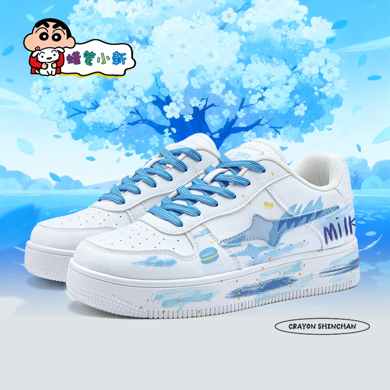 Crayon Shin-Chan Shoes for Men, North Carolina Blue, High-End Versatile Trendy Air Force Sneakers, Summer Low-Top Thick-Soled Casual Shoes