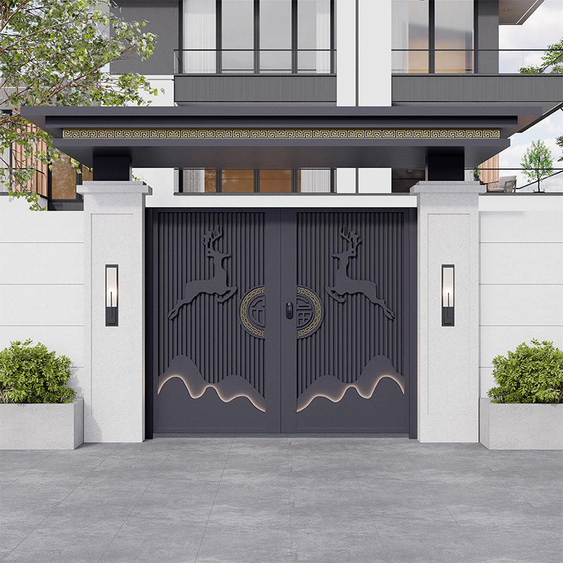 Aluminum Alloy Courtyard Door, Simple Wrought Iron Yard Gate, Electric Villa Louvered Garden Door, Rural Self-Built House Gate