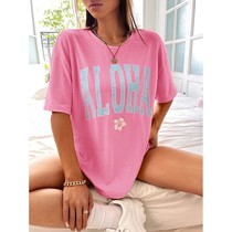 Aloha Flower Art Printing Women T Shirt Fashion Casual