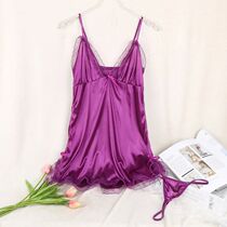 Sexy Pajamas Women Silk Suspender Nightdress Ladies Sexy V