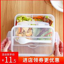 Puye divided lunch box crisper lunch box with spoon plastic microwave lunch box fruit box portable lunch box