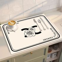Kitchen drain mat countertop absorbent quick-drying mat for plates bowls cups drying mat non-slip cuttable table mat