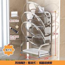 New stainless steel kitchen pot lid rack punch-free pot lid storage rack layered kitchen storage rack manufacturer