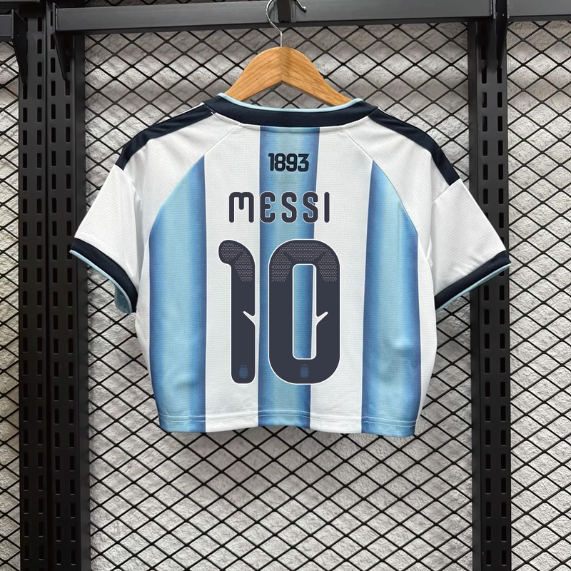 26/27 Season Argentina No. 10 Messi Jersey Women's Half-Length Short-Sleeved Crop Top Hot Girl Style Football Uniform 26/27 Season Argentina No. 10 Messi Jersey Women's Half-Length Short-Sleeved Crop Top Hot Girl Style Football Uniform