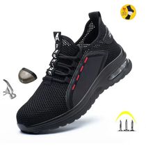 Work Shoes Hollow Breathable Steel Toe Boots Lightweight Saf