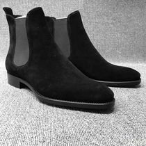 Men Chelsea Boots Black Brown Velvet High Ankle Dress Shoes