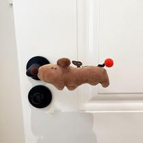 Colorful wind-up puppy door handle cover anti-collision door stop decoration entry bedroom door handle universal plush doll cute