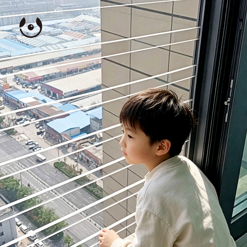 High-Rise Children's Window Anti-Fall Safety Net, Invisible Transparent Window Grille, No-Drill Protective Railing for Inward and Outward Sliding Windows