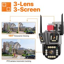 WIFI IP Camera 5K 12MP HD Three Lens PTZ Camera Outdoor 2K D