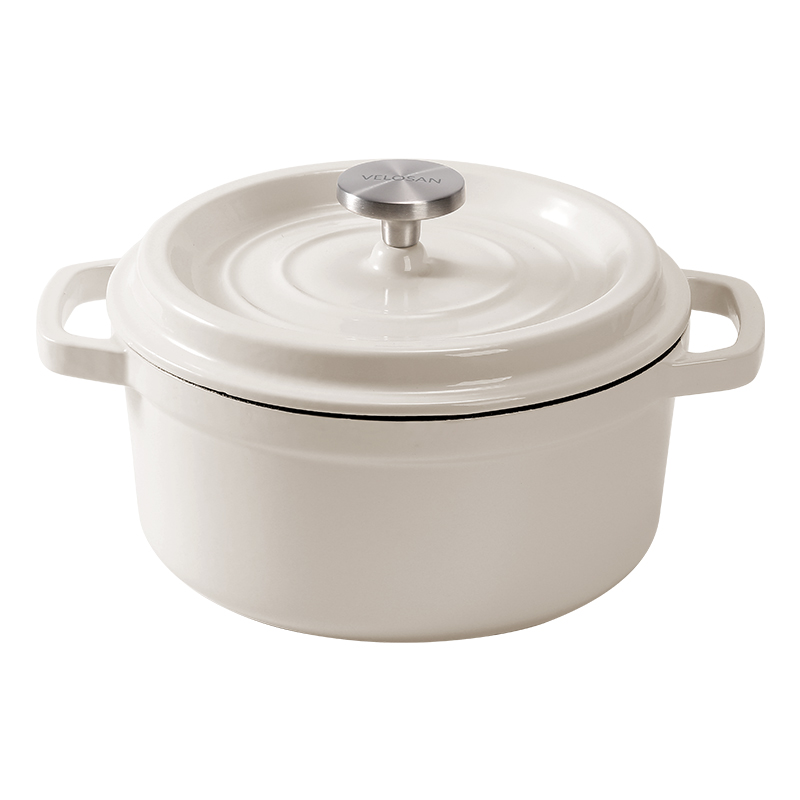 VELOSAN温仑山珐琅铸铁圆形锅炖煮煲汤锅微压家用 潘朵拉珐琅锅 24cm VE033