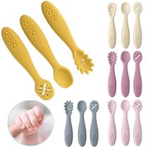 3PCS Silicone Spoon Fork For Baby Utensils Set Feeding Food
