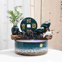 High-end wealth-drawing water truck flowing water making money circulating water ceramic ornaments living room fountain office desktop opening and moving