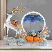 High-end fortune-seeking quicksand painting hourglass ornaments sand painting deer TV cabinet decorations wine cabinet moving to new home gift opening