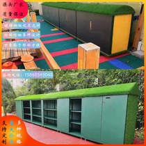 Kindergarten outdoor graffiti cabinet childrens toy storage cabinet multi-functional rainproof removable sports equipment storage rack