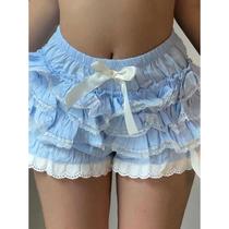 Womens Cozy Lace Trimmed Elastic Waist Pajama Shorts with