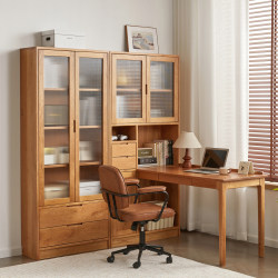 Solid Wood Corner Desk Bookcase Bookshelf Integrated Student Home Writing Desk L-Shaped Corner Bedroom Computer Study Desk